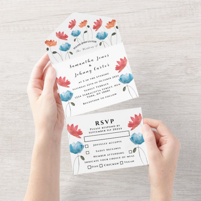 Casamento Floral de Script de Aquarela de Papas Ve (Aba destacável)
