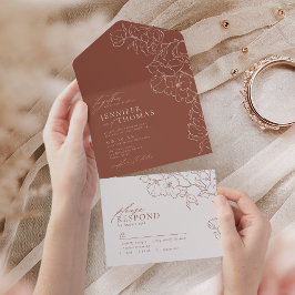 Casamento floral de terracotta desenhado pela mão