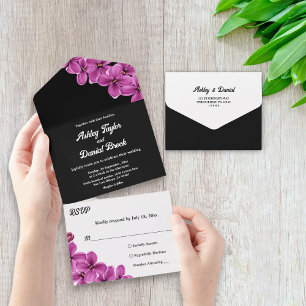 Casamento Floral de Verão Negro-Flor com Orquídea