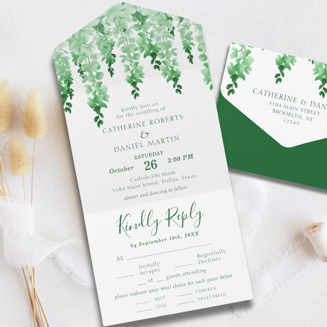 Casamento Floral de Watercolor Greenery Dark Emera (Criador carregado)