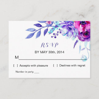 Casamento Floral de Watercolor | Placa de resposta