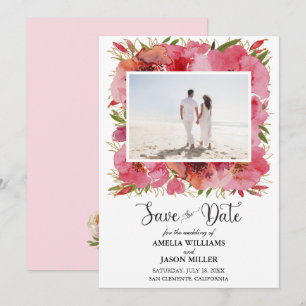 Casamento Floral de Watercolor Salvar a Data