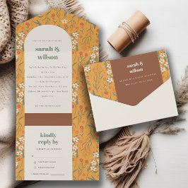 Casamento Floral do Arco Retro Laranja Amarelo
