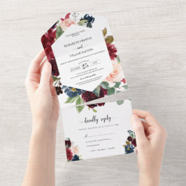 Casamento Floral do Marinho Vermelho Burgundy com 