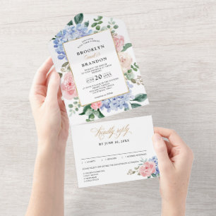 Casamento Floral do Pastel Azul Pink Hydrangeas