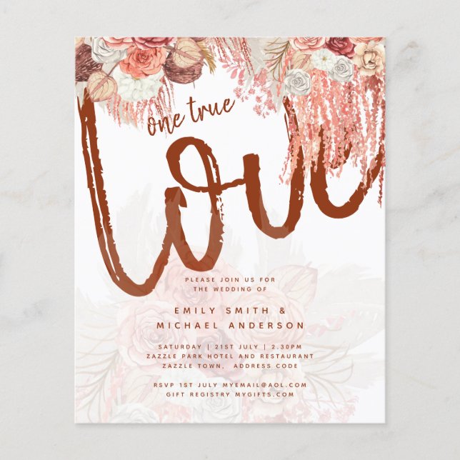 Casamento Floral do Rosa Pampas Grass Terracotta (Frente)