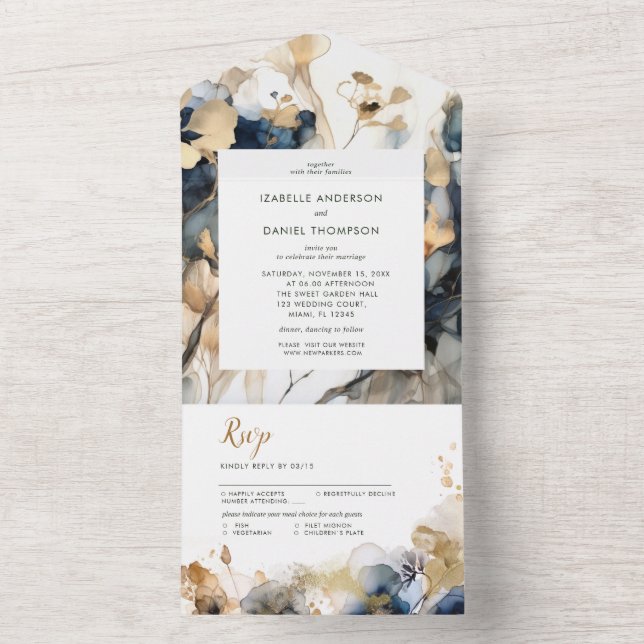 Casamento Floral Dourado e Azul (Inside)