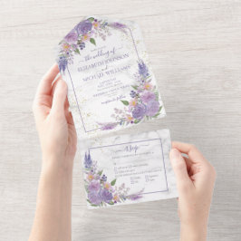 Casamento Floral Dourado Lilac Marble Lavanda rust