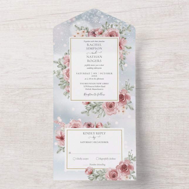 Casamento Floral Dusty Rose Dourado Geométrico de  (Interno)