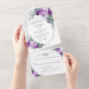 Casamento Floral Elegante De Púrpura E Prata De P
