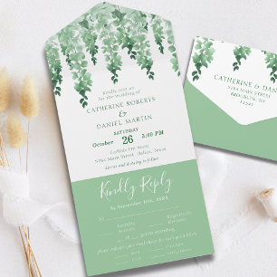 Casamento Floral Elegante de Watercolor Greenery