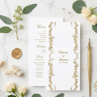 Casamento Floral Elegante Dourado e Branco Real