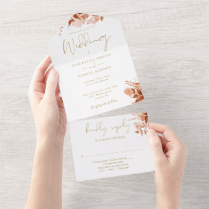 Casamento Floral Elegante Dourado Outono