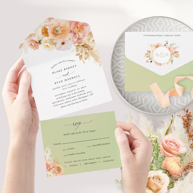 Casamento Floral Elegante e Verde com RSVP A (Criador carregado)