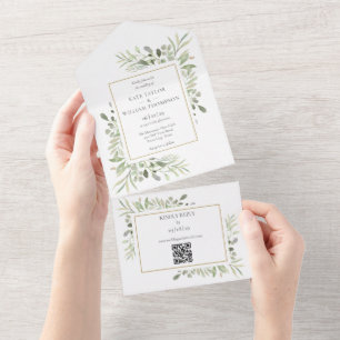 Casamento Floral em Aquarela com Código QR