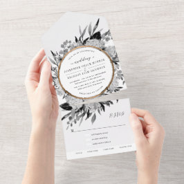 Casamento Floral em Aquarela Preto e Branco