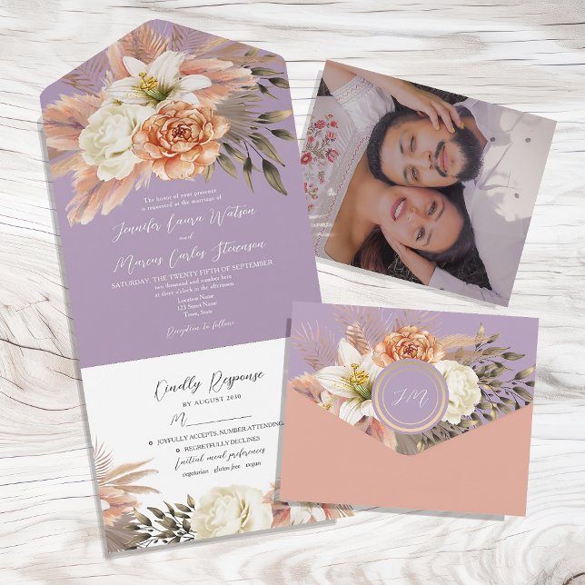 Casamento Floral em Pêssego e Roxo (Criador carregado)