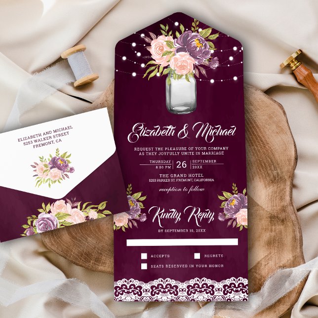 Casamento Floral em Tom de Rosa Bege e Roxo em Pot (Criador carregado)