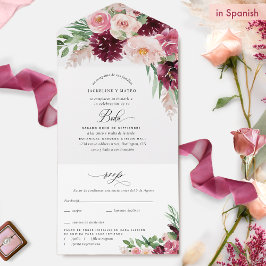 Casamento Floral Espanhol com Blush Burgundy Elega