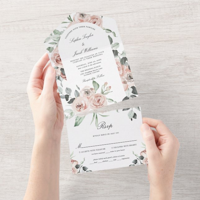 Casamento Floral Eucalyptus Dusty Pink (Aba destacável)