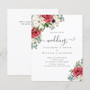 Casamento Floral Eucalyptus Greenery, Marinho Verm