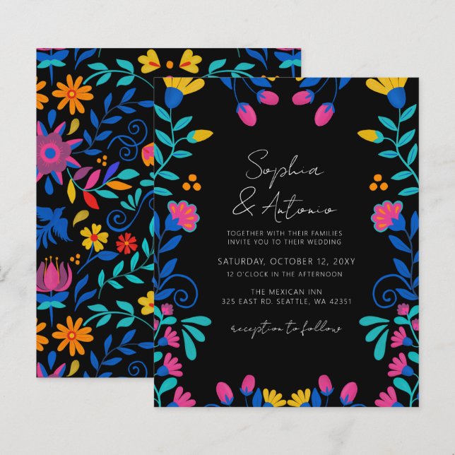 Casamento Floral Fiesta Mexicano Vibrante Orçament (Frente/Verso)