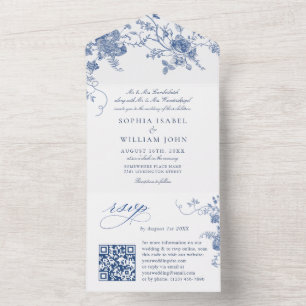 Casamento Floral Francês Azul Vitoriano Elegante