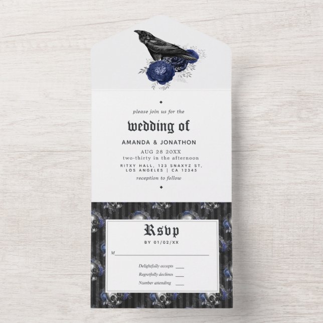 Casamento Floral Gótico Azul Marinho e Prata (Interno)
