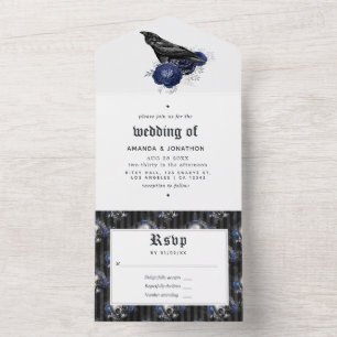 Casamento Floral Gótico Azul Marinho e Prata