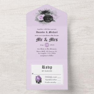 Casamento Floral Gótico Preto Roxo e Prata Tudo