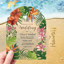 Casamento Floral Havaiano Aquarela Tropical