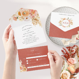Casamento Floral Laranja Chic Peach Rust com RSVP