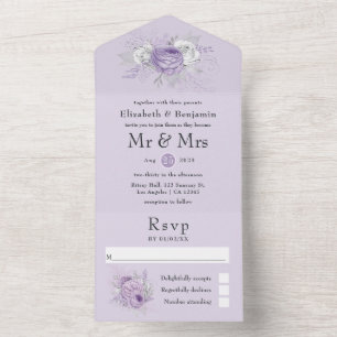 Casamento Floral Lavanda e Prata Tudo Em Um Invi