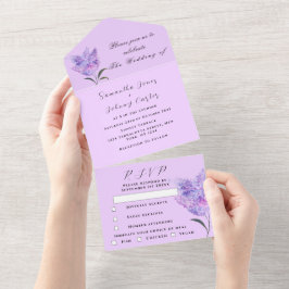 Casamento Floral Lilac-Purple-Watercolor
