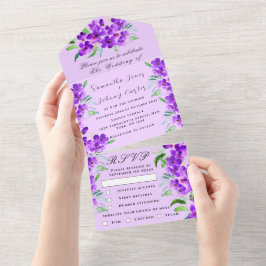 Casamento Floral Lilac-Purple-Watercolor