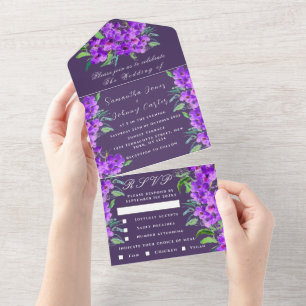 Casamento Floral Lilac-Purple-Watercolor