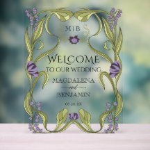 Casamento Floral Lilás Roxo Vintage Art Nouveau