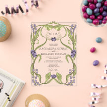 Casamento Floral Lilás Roxo Vintage Art Nouveau