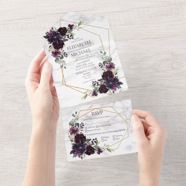 Casamento Floral Marble Geométrico com Roxo de Plu (Tearaway)