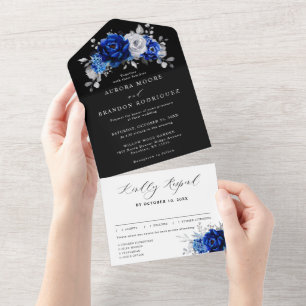 Casamento Floral Metálico Azul Real Branco Prata