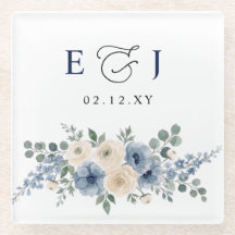 Casamento Floral Moderno Azul Poeira Marfim Bege
