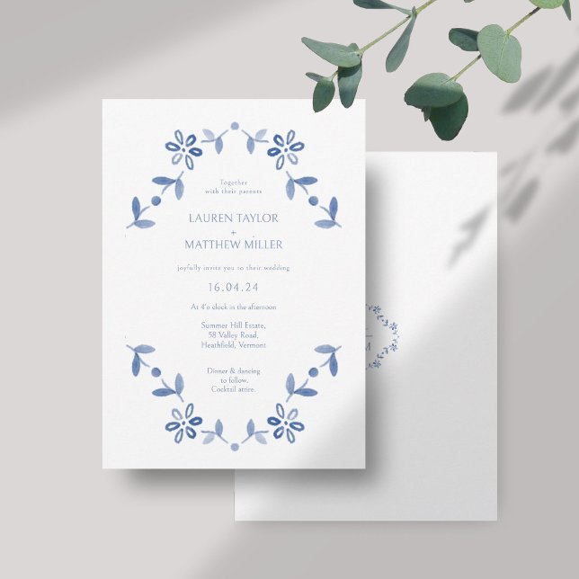 Casamento Floral Moderno Branco + Azul (Criador carregado)