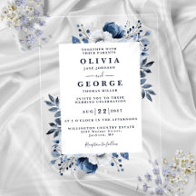 Casamento Floral Moderno Elegante marinho Azul E B