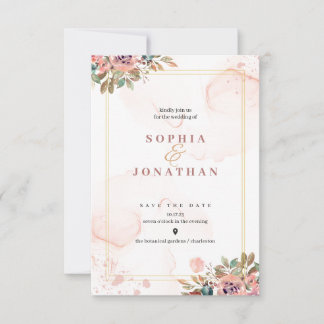 Casamento Floral Neutral de Aquarela Elegante