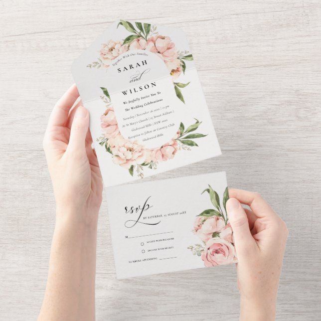 Casamento Floral Pastel Soft Blush Peony Peach (Aba destacável)