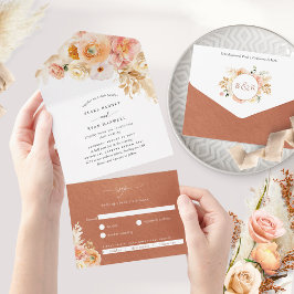 Casamento Floral Peach Terracotta com RSVP