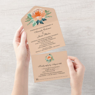 Casamento Floral Peach Watercolor