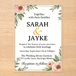 "Casamento Floral Personalizável Colorida de Aquar