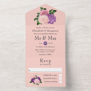Casamento Floral Pêssego, Rosa e Púrpura, tudo em