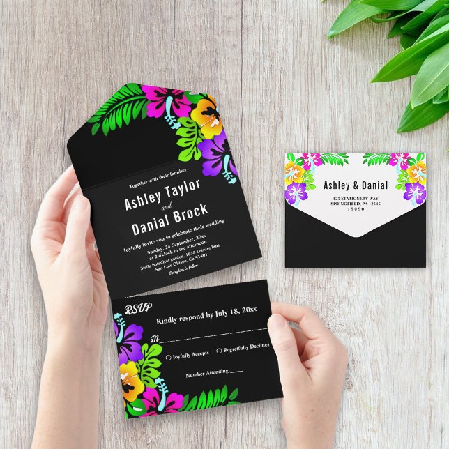 Casamento Floral Preto Boho Rústico Tropical Elega (Criador carregado)